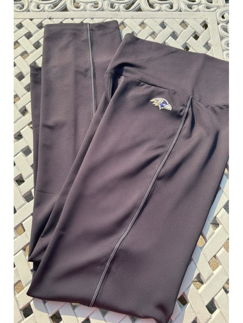 Vintage Reebok Baltimore Ravens Black High-waisted Performance Leggings - Picture 1 of 9